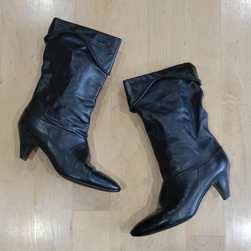 Cobbies Black Midcalf 1970's Boots Ladies Size 8.5 Narrow